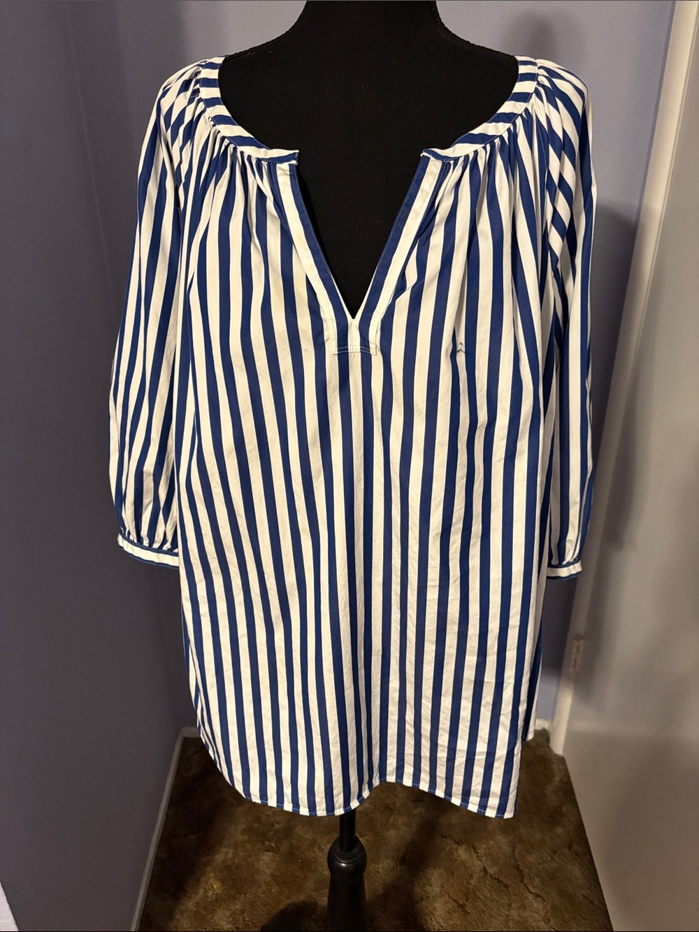 Lauren Ralph Lauren Blue and White Striped Tunic Top